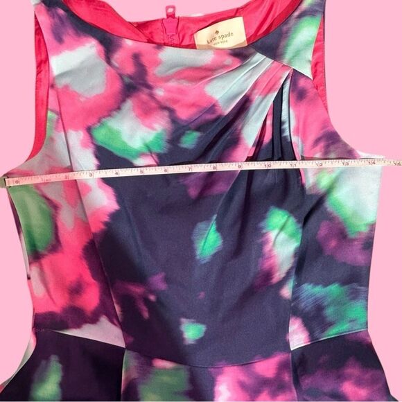 Kate Spade Designer Dress Size 2 Quiet Luxury Watercolor A Line Fit & Flare Flow - Picture 9 of 11